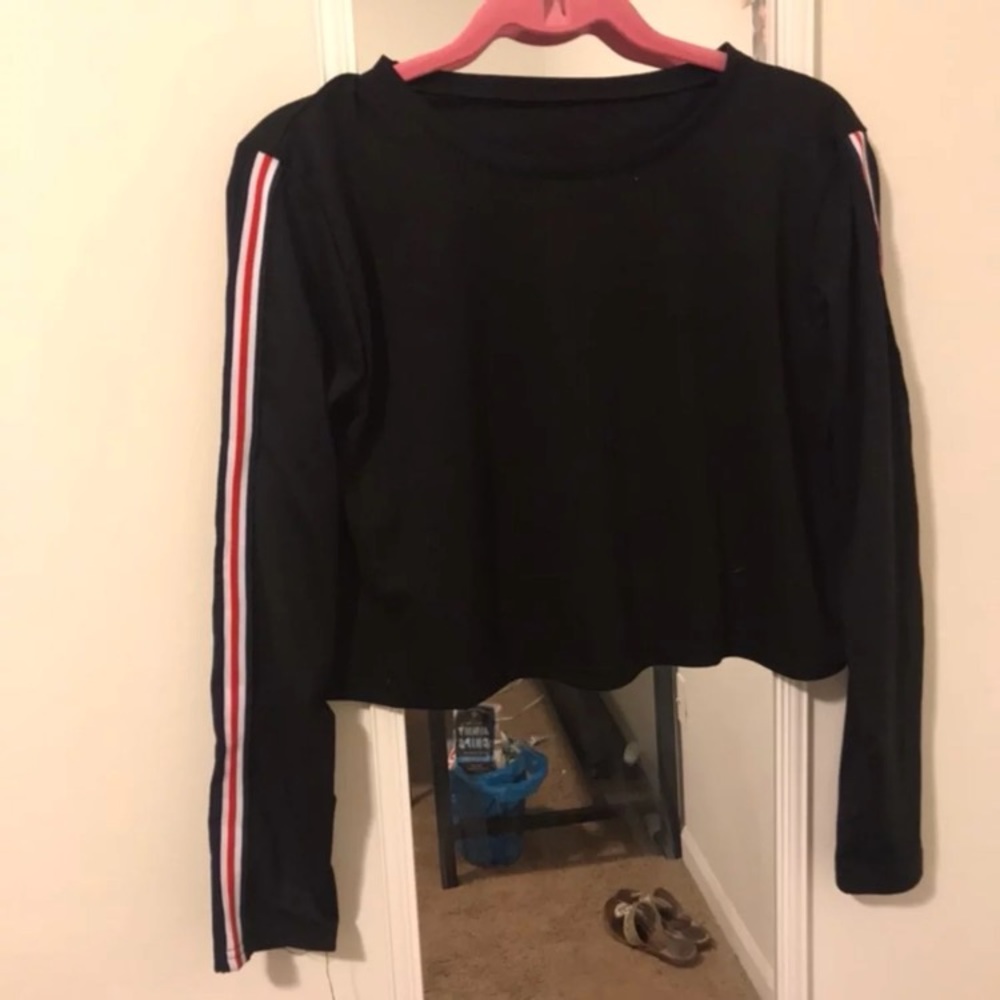 Black Striped Crop Top